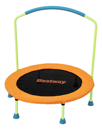 Trampolin Infantil Mini Brincolin Con Agarradera Wonder Jump Lona De Salto Negro Cobertor De Resortes Naranja