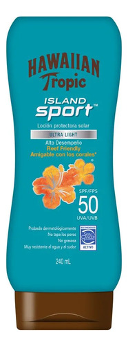 Protector solar Hawaiian Tropic Sport FPS 50 Island en loción 1 unidad de 240 mL