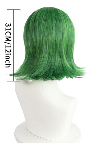 Peluca Corta Recta Verde Detest For Adultos