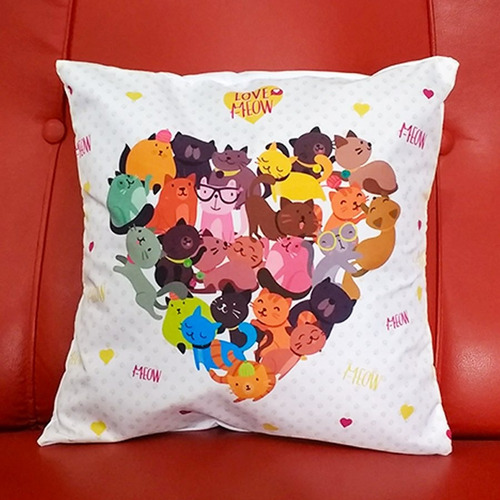 Imagen 2 de 3 de Almohadón Para Sillas Sillones Sublimado Gatitos