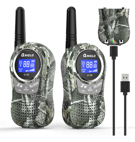 Qniglo Walkie Talkies De Camping Para Ninos Recargables, Wal