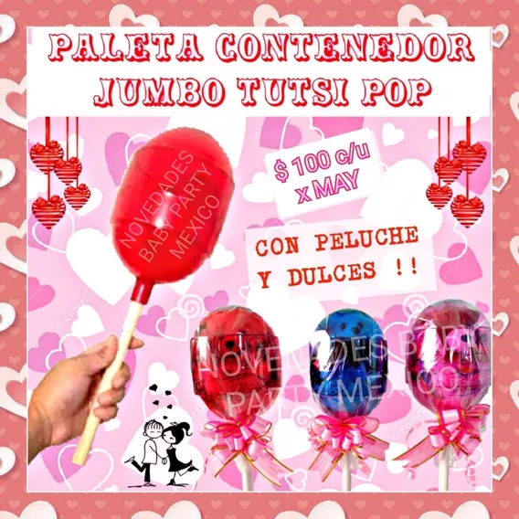 Paletas Jumbo Dulceros Rellenas De Amor Tipo Tutsi Pop !!