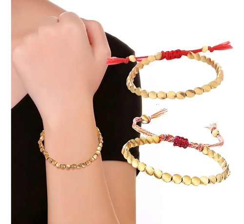 Pulsera Cobre Tibetana Hecha A Mano De Cuerda Unisex Diámetro 5 Cm