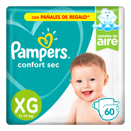 Pañales Pampers Confort Sec  XG x 60 unidades