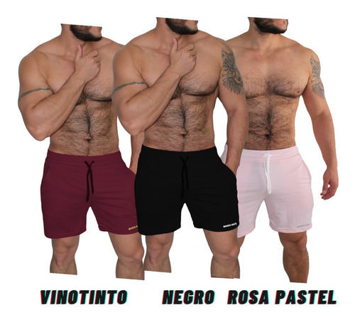 3 Unid Pantalonetas Corte Medio, Gym, Casual Hombre Slim Fit