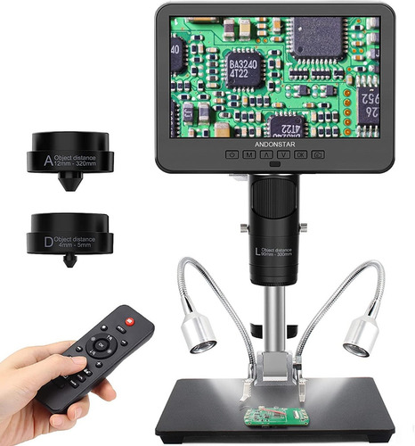 Imagen 1 de 10 de Microscopio Digital Andonstar Ad246s-m 3 Lentes Hdmi Metal