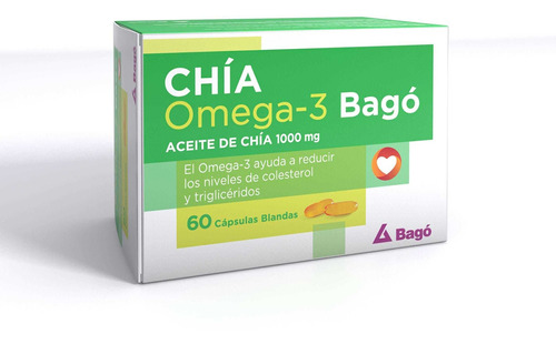 Aceite De Chia Bago 1000mg Omega 3 Colesterol  X 60 Capsulas