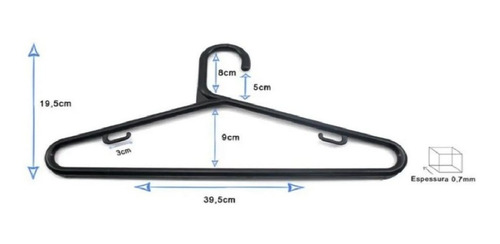 Imagem 4 de 7 de Kit 60 Cabides Preto Reforçado Arredondado Roupas Adulto