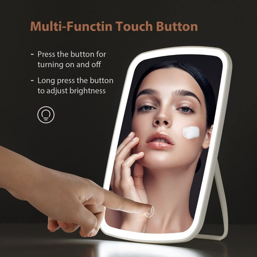 Imagen 4 de 10 de Espejo De Maquillaje Pantalla Táctil Y Luces Led Recargable