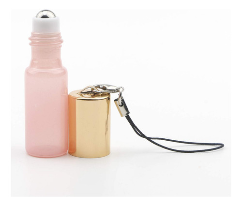 Ellbest 10 Pack 5ml Portable Pearl Pink Colored Glass Roller