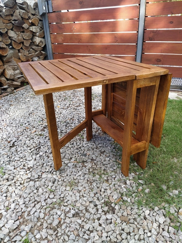 Mesa Plegable Con Alas Madera Jardín O Balcón