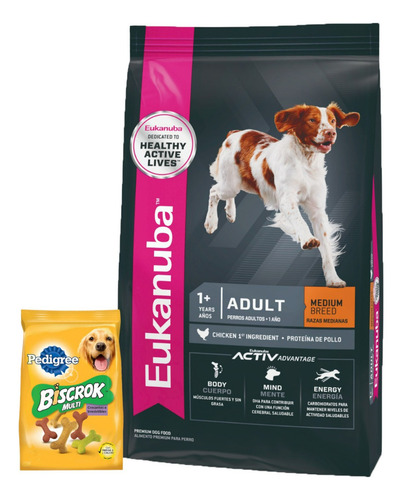 Alimento Eukanuba Adult Mini para perro adulto de raza mediana sabor mix en bolsa de 15kg