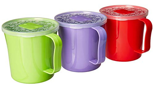 3 Pack Taza De Sopa Asa Y Tapa Ventilada 37 Oz | Plást...