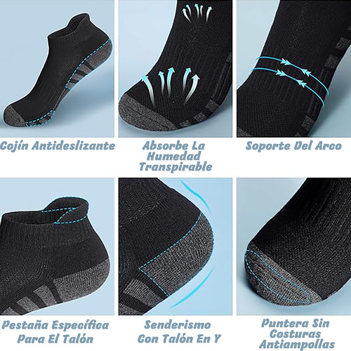 Calcetines Deportivo Bajos Absorbente Transpirable 5 Pares