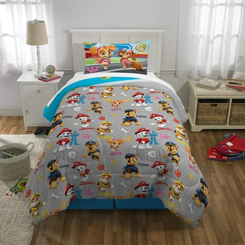 Set De Edredón Para Niños Paw Patrol, 2 Piezas, Reversible Color Diseño De La Tela Paw Patrol