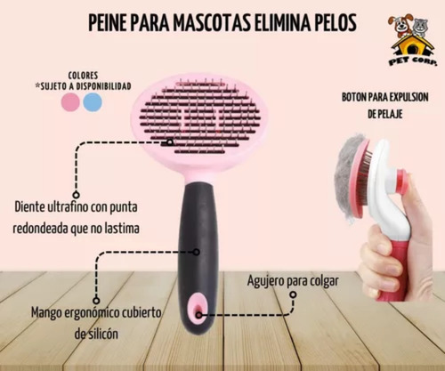 Peine P/mascotas, Elimina Pelos Botón Automático, Perro Gato