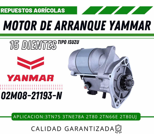 Motor De Arranque Yammar 02m08-21193-n Tipo Isuzu