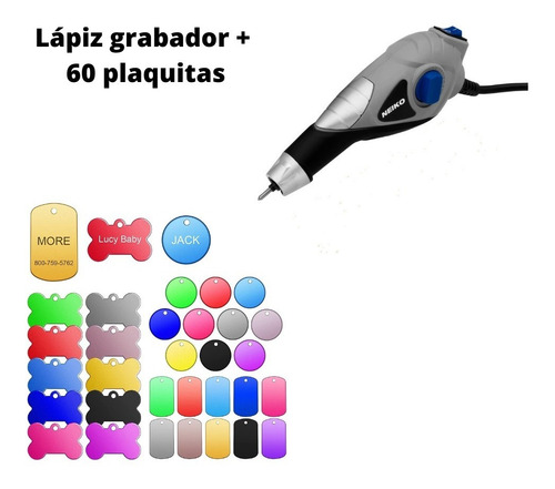 Imagen 1 de 6 de Plaquitas De Aluminio 60 Uds + Lápiz Grabador
