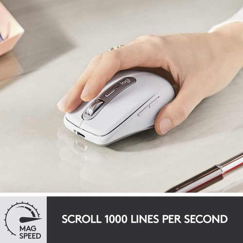 Mouse inalámbrico recargable Logitech Master Series MX Anywhere 3 gris pálido