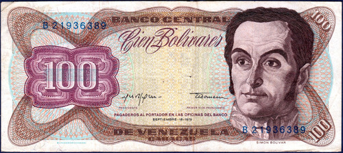 Billete De 100 Bolívares B8 Septiembre 18 1979 Simón Bolívar