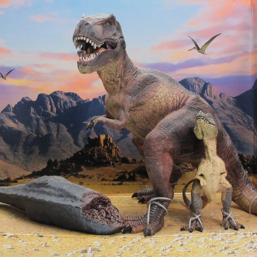 Set De 2 Dinosaurios Pintados A Mano Tiranosaurio Rex 
