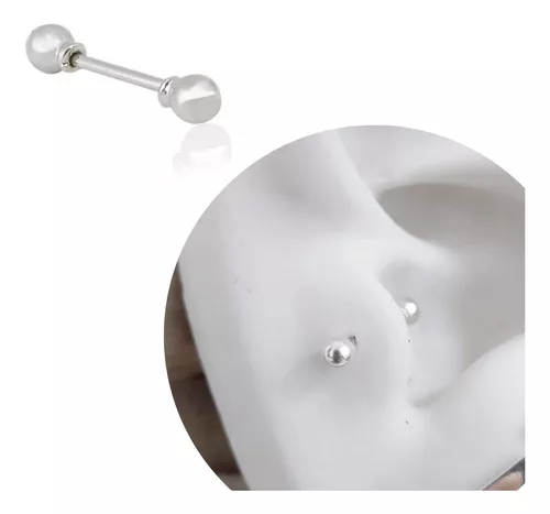 Piercing Tragus Reto Bolinha em Prata 950