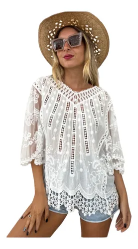 Camisa de guipur hotsell