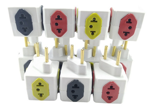 15 Adaptadores Pino Cubo Coloridos Benjamin 4 Saídas 10a 20a Voltagem Bivolt 220v/110v