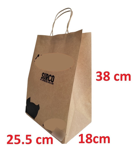 Bolsa Kraft Asa 115g  38.5cm X 25.5cm X 18cm Polleria Chifa