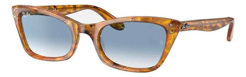 Óculos de sol Ray-Ban Lady Burbank Small armação de acetato cor polished tortoise, lente light blue degradada, haste amber tortoise de acetato - RB2299