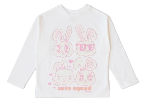 Remera Manga Larga Nena Grisino Infantil Estampada Algodón