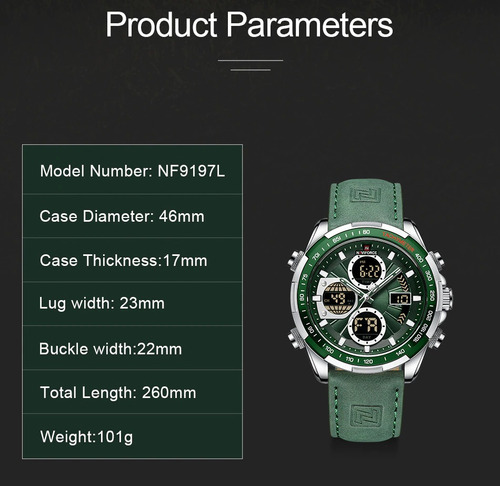 Reloj militar verde analógico digital para hombre Naviforce