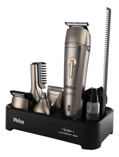 Aparador De Pelos Philco Pap15 Multigroom Aqua 12 Em 1 Cor Prata