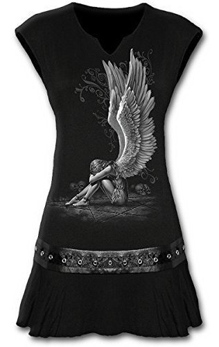 Enslaved Angel Mini Vestido Skater Con Cintura De Tachuelas 