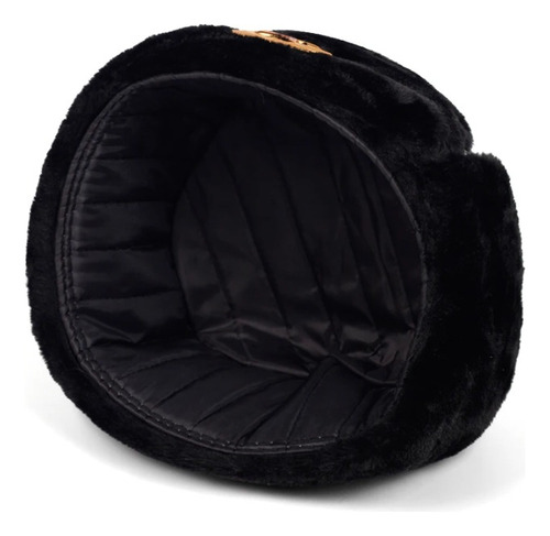 Ushanka Boina Preta Com Distintivo Comunista Soviético