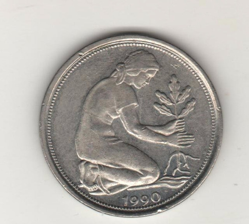 Alemania Federal Moneda De 50 Pfennig 1990 F Km 109.2 - Xf+