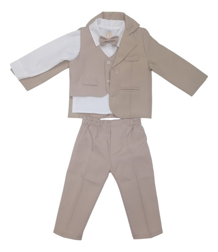 Traje De Bautizmo Conjunto Completo Beige 24-36