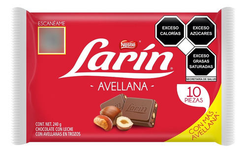 Larín Chocolate Nestle Con Avellanas 10 Pzas De 24g