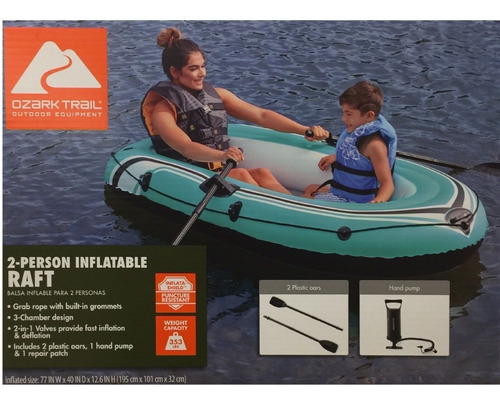 Bote Balsa Inflable 2 Personas Ozark Trail Con 2 Remos