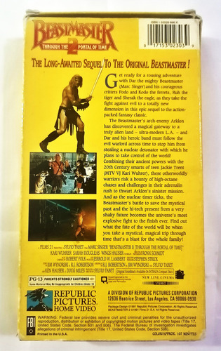 El Señor De Las Bestias 2 Pelicula Formato Vhs 1991 Import (Usado)