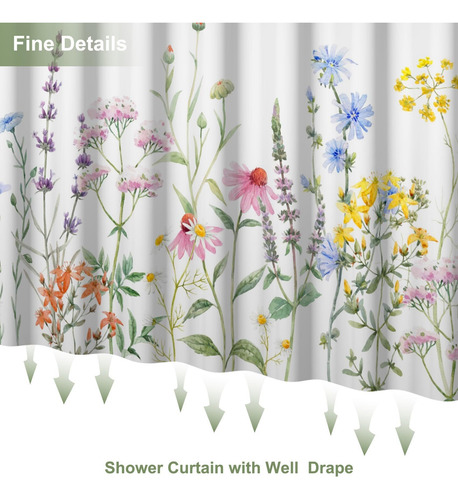 Cortina De Ducha De Flores, Cortina De Baño De Flores