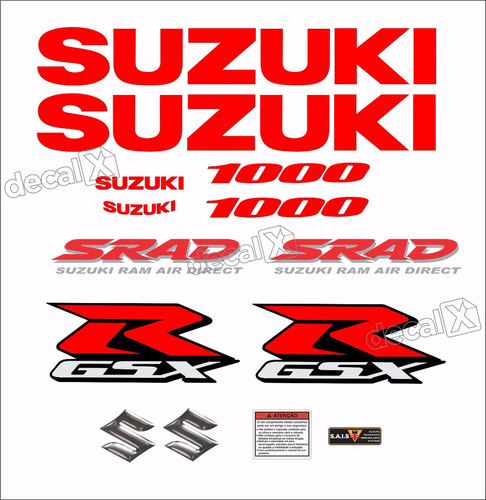 Kit Jogo Faixa Emblema Adesivo Suzuki Gsxr Srad 1000 Cr14 Cor ADESIVOS GSXR SRAD 1000