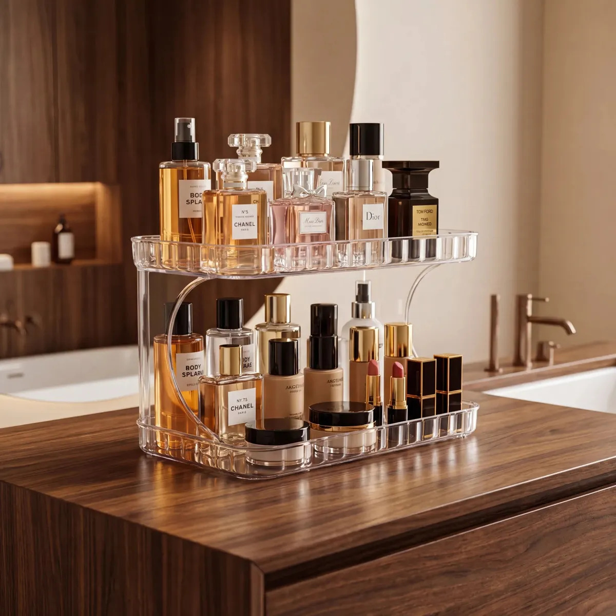 Organizador Porta Maquiagem 2 Andares Cosméticos Transparente