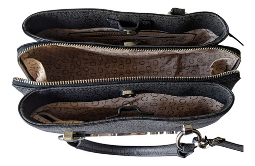 Bolsa Satchel Guess 100% Original Reinee Gris Oscuro Monogram Níquel Gris Oscuro