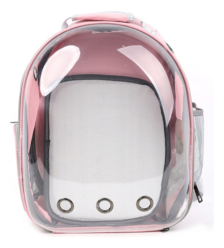 Bolso Transportador Mascotas Gato Perro Visor Rigido Mochila Rosa