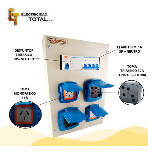 Imagen 5 de 10 de Tablero Gabinete Con Tomas Industriales Para Galpón Taller