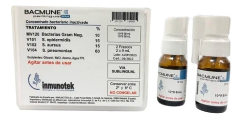 Bacmune Concentrado Bacteriano Inactivado 2 Viales De 9 Ml