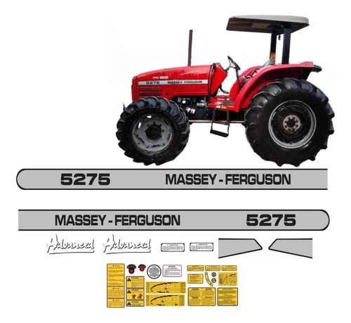 Kit De Adesivo Trator Massey Ferguson Mf 5275 + Etiquetas Mk Cor MASSEY 5275