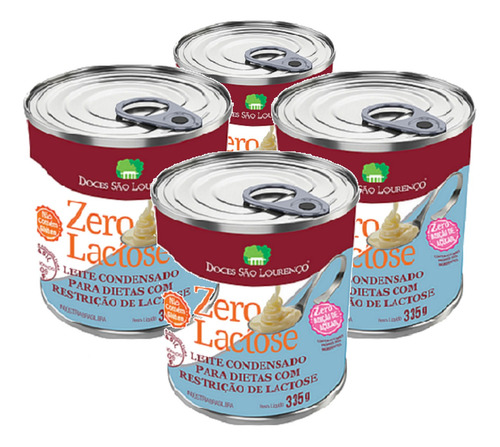 Imagem 1 de 1 de Kit 4 Und Leite Condensado Zero Zero S. Lourenço 335g