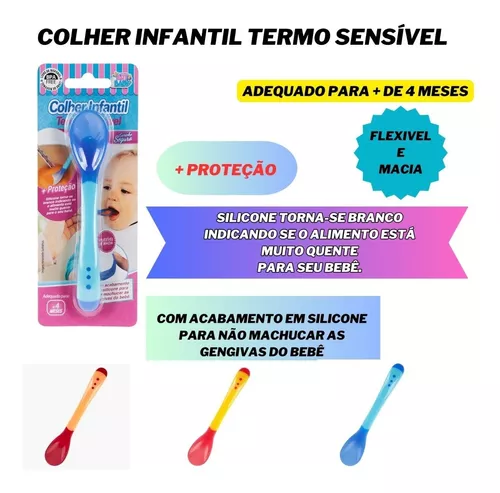 Colher Infantil Bebê Termo Sensível Silicone Macia Papinha- NOVO